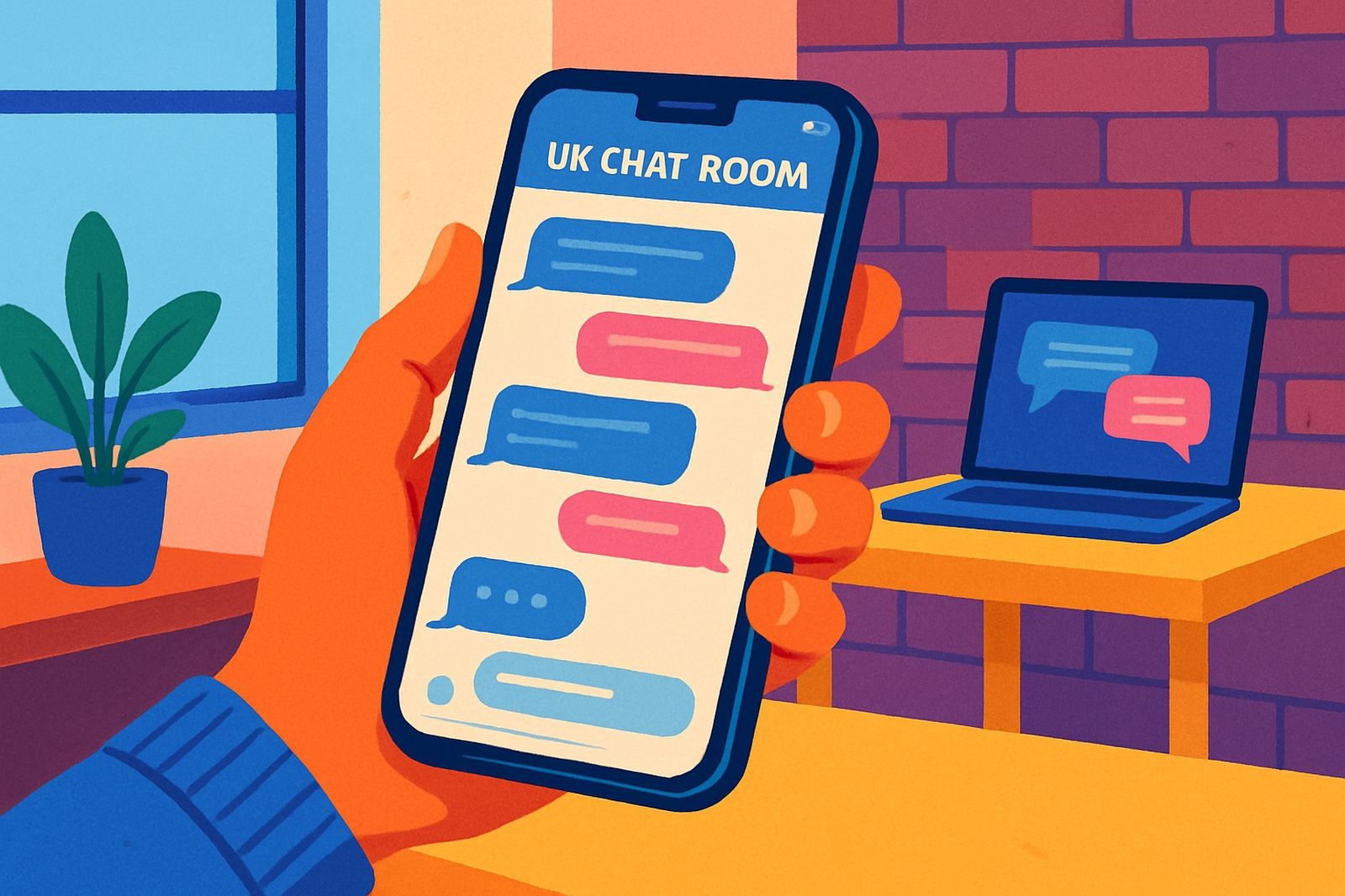 Smartphone showing multiple chat bubbles in a busy chat room