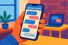 Smartphone showing multiple chat bubbles in a busy chat room